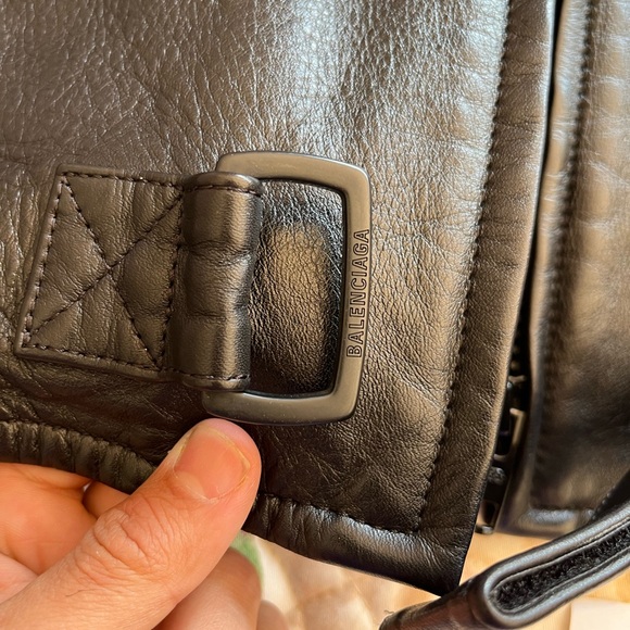 Balenciaga leather logo biker Jacket - Picture 11 of 16